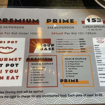 101 Pot All You Can Eat - Menu - Hot Pot Near Me - Arcadia, California
