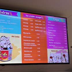Tocumbos Ice Cream - Ice cream menu
