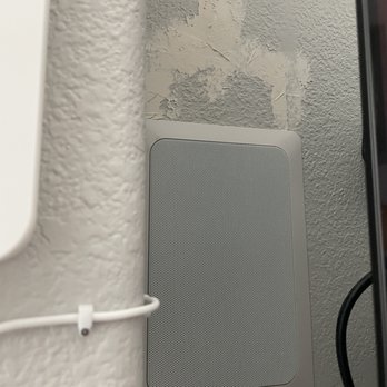 R&N Technical - Home theater speaker. Patch work on wall from mistaken original assumed larger speaker which did not fit. - Security Systems Near Me - Colorado Springs, Colorado