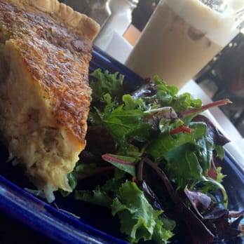 Cafe Borrone - artichoke quiche, came with lightly dressed salad and an iced soy latte! - Breakfast & Brunch Near Me - Menlo Park, California Cafe Borrone - artichoke quiche, came with lightly dressed salad and an iced soy latte! - Breakfast & Brunch Near Me - Menlo Park, California