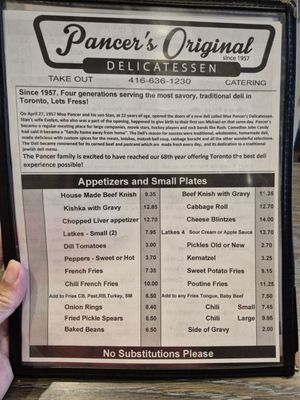 Menu photo 3 Pancer's Original Deli Toronto, ON