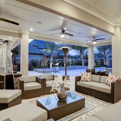 TCP Custom Outdoor Living - Modern outdoor living space added to this home to create the perfect relaxation zone.