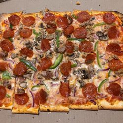 Cusumano's Pizza & Food - The Alexander (Supreme) House Made Pizza Sauce + Provel Cheese Blend + Pepperoni + Italian Sausage + Mushrooms + Onion + Green Peppers - $14