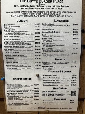 Menu photo 1 The Butte Burger Place Palmer, AK Menu photo 1 The Butte Burger Place Palmer, AK