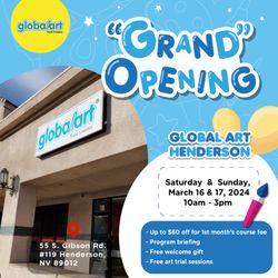 Global Art Henderson - Please join us for the grand opening! 

Please see for more information: https://form.jotform.com/240288518263157