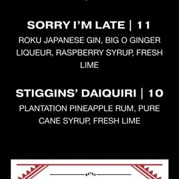 Part of the Drink Menu