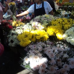 Tianguis de frutas y verduras del sábado en la Central - Puesto de flores en el tianguis.