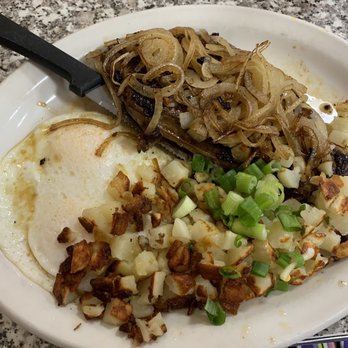 The Original Mel's Diner - Ribeye steak Breakfast Plate w/ over easy eggs & potatoes - Diners Near Me - Verdi, Nevada The Original Mel's Diner - Ribeye steak Breakfast Plate w/ over easy eggs & potatoes - Diners Near Me - Verdi, Nevada