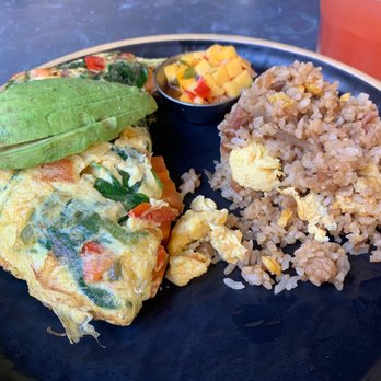 Down the Hatch Maui - Lava Lava Shrimp & Avocado Omelet with fried rice - Seafood Near Me - Lahaina, Hawaii