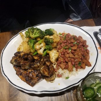 Dos Bocas - Blackened Catfish & Shrimp with veggies and red beans & rice. - Cajun/Creole Near Me - Atlanta, Georgia Dos Bocas - Blackened Catfish & Shrimp with veggies and red beans & rice. - Cajun/Creole Near Me - Atlanta, Georgia