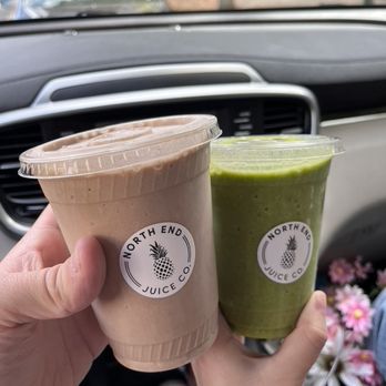North End Juice - The Elvia (left) and The Popeye (right) - Juice Bars & Smoothies Near Me - Richmond, Virginia North End Juice - The Elvia (left) and The Popeye (right) - Juice Bars & Smoothies Near Me - Richmond, Virginia