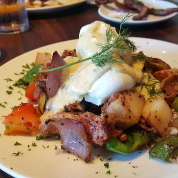 Plums Cafe - The most amazing salmon hash with dill sauce. Get it!! - Breakfast & Brunch Near Me - Costa Mesa, California