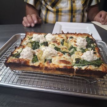 R Town Pizza - The Saint Clair - spinach, artichoke hearts, fresh mozzarella, whipped ricotta - Pizza Near Me - Reno, Nevada R Town Pizza - The Saint Clair - spinach, artichoke hearts, fresh mozzarella, whipped ricotta - Pizza Near Me - Reno, Nevada