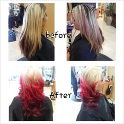 Hair Waves of California - Ombre Fire red faded to violet hair by ALLEY