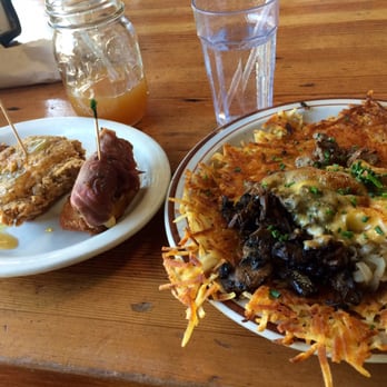 Pine State Biscuits - Left pine state fried club trio and right are hash ups - Southern Near Me - Portland, Oregon