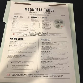 Magnolia Table - Front of Menu - Breakfast & Brunch Near Me - Waco, Texas Magnolia Table - Front of Menu - Breakfast & Brunch Near Me - Waco, Texas