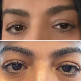 Before and after of  my eyebrows and tint and lift lashes.