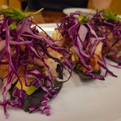 Amaya - Fish ceviche tostada with fried squid