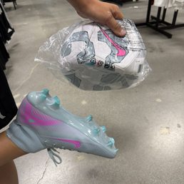 New soccer cleats and ball for upcoming season