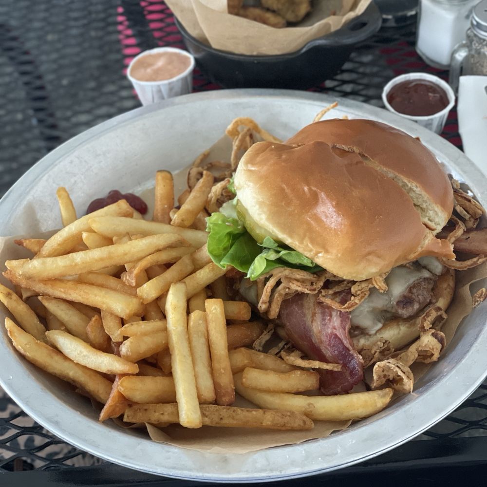 Longbranch Saloon - Creston Burger with added bacon. - Burgers Near Me - Creston, California Longbranch Saloon - Creston Burger with added bacon. - Burgers Near Me - Creston, California