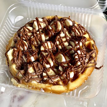 Cafe Rumi - Belgian waffle with banana and Nutella ($1 extra for each topping) - Mediterranean Near Me - Castro Valley, California Cafe Rumi - Belgian waffle with banana and Nutella ($1 extra for each topping) - Mediterranean Near Me - Castro Valley, California