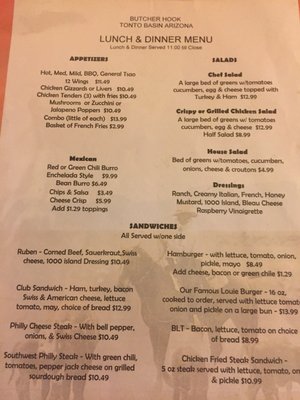 Menu photo 1 Butchers Hook Restaurant Tonto Basin, AZ Menu photo 1 Butchers Hook Restaurant Tonto Basin, AZ