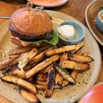 Little Saint - Little saint burger with hearty oven farm fries - Vegan Near Me - Healdsburg, California