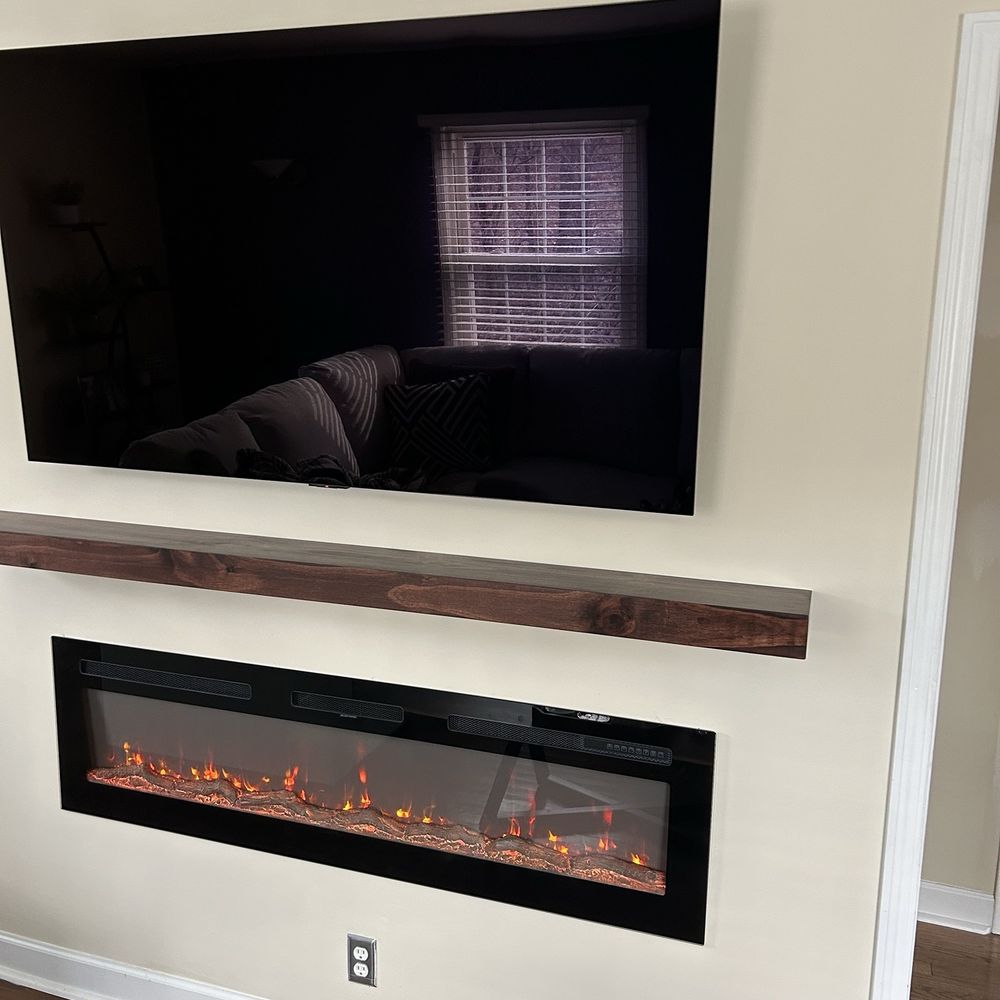 Cj Services 1 - Recessed electric fireplace, floating mantel, wall mounted tv - Handyman Near Me - Lake Bluff, Illinois