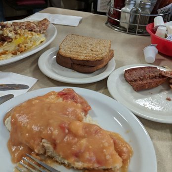 Coffee Cup Restaurant - Tomato gravy, corn beef hash, eggs, hasbrowns, toast - Breakfast & Brunch Near Me - Pensacola, Florida