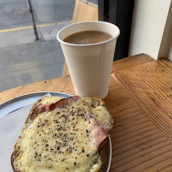 Scullery - Rarebit toast with ham and coffee. - Coffee & Tea Near Me - San Francisco, California
