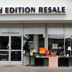 Second Edition Resale Shop - Second Edition Resale Shop front door with sidewalk tables and display windows