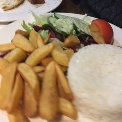 Leños & Carbón - Sides from the steak: fries, salad and rice
