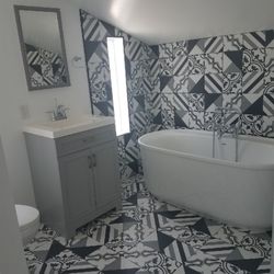 Mann Tile - A customer just sent this finished picture of a bathroom that we recently tiled.