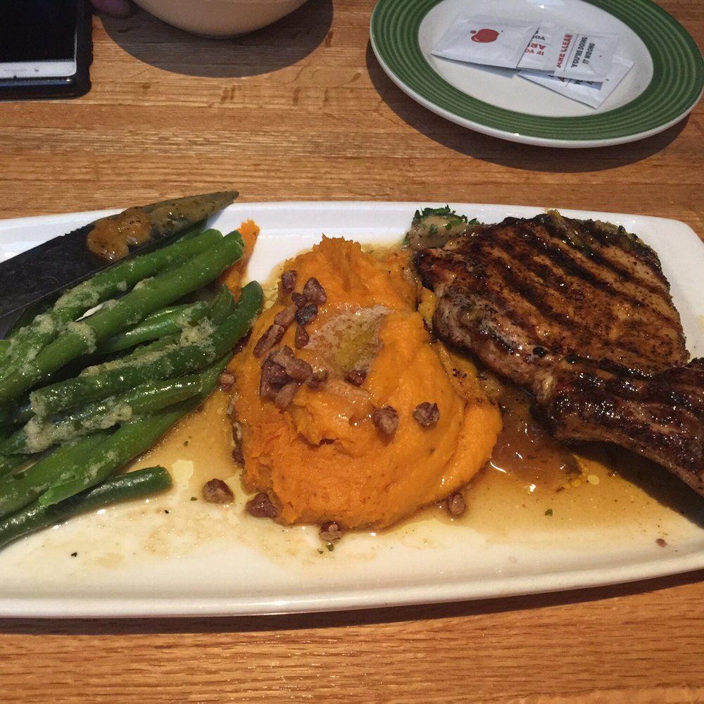 Pork chop platter. $15.99 plus $1.99 for the sweet mashed potatoes. Pork chop platter. $15.99 plus $1.99 for the sweet mashed potatoes.