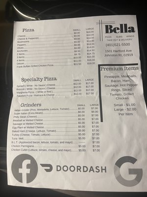 Menu photo 2 Bella Pizza Johnston, RI