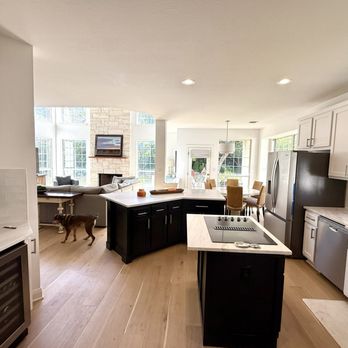 Key Lime Construction - Raised old desk on left to make counter height and accommodate wine fridge. - General Contractors Near Me