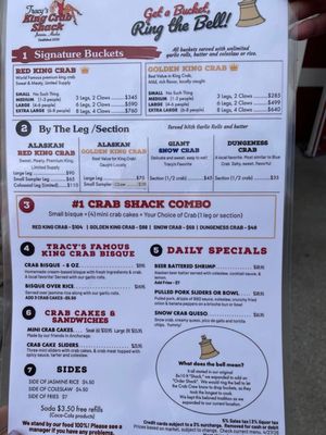 Menu photo 1 Tracy's King Crab Shack Juneau, AK Menu photo 1 Tracy's King Crab Shack Juneau, AK