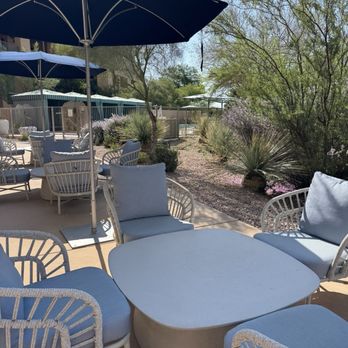 Hashani Spa - Shaded seating patio area inside the spa - Day Spas Near Me - Tuscon, Arizona