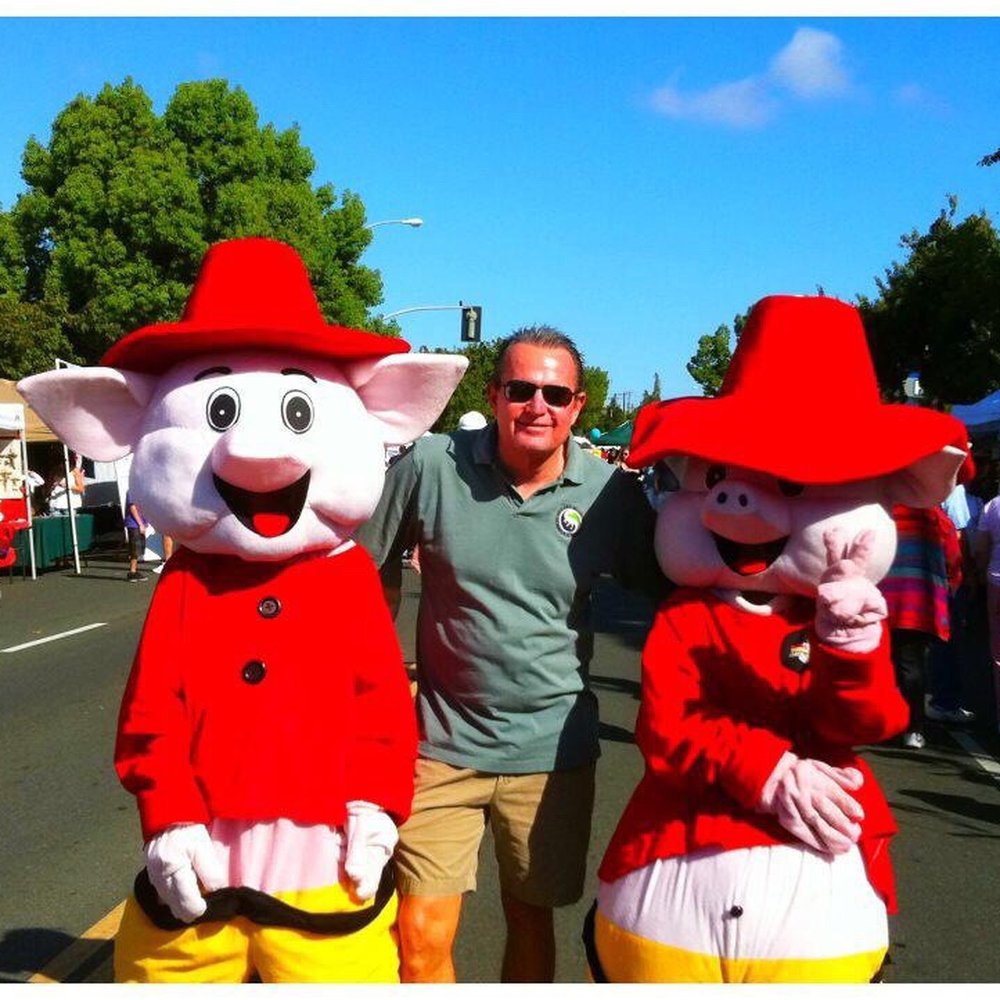 Smokin Yankees mascots and me at Way Out West BBQ competition.