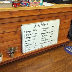 A and A Billiards - Pricing & Snack Options