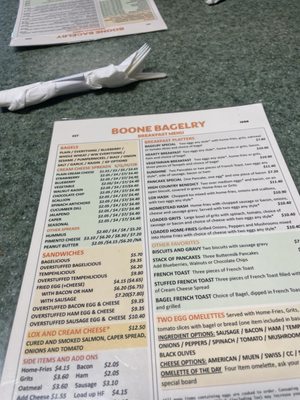 Menu photo 1 Boone Bagelry Boone, NC