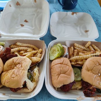 Dave's Hot Chicken - Looks like someone ate half of the fries before I received the orders. - Chicken Shop Near Me - Brooklyn, New York