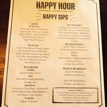 The Rustic Spoon-Red Mill - This is the Happy Hour Happy Sips Menu. Photo taken March 4, 2026. - Breakfast & Brunch Near Me - Virginia Beach, Virginia The Rustic Spoon-Red Mill - This is the Happy Hour Happy Sips Menu. Photo taken March 4, 2026. - Breakfast & Brunch Near Me - Virginia Beach, Virginia