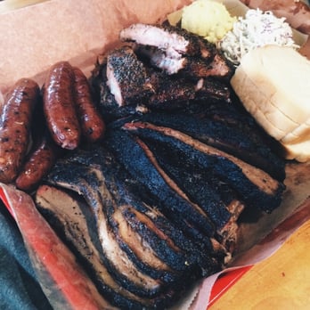 Franklin Barbecue - 3.25 lbs of fatty brisket, 2 lbs ribs, 1/2 lb of sausage. - Barbeque Near Me - Austin, Texas