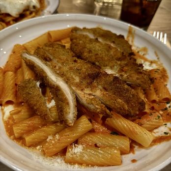 Madre Osteria & Bar - Rigatoni A La Vodka with breaded chicken - Wine Bars Near Me - Milton, Massachusetts Madre Osteria & Bar - Rigatoni A La Vodka with breaded chicken - Wine Bars Near Me - Milton, Massachusetts