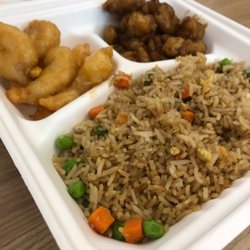 Panda Express - Fry rice, honey shrimp and orange chicken