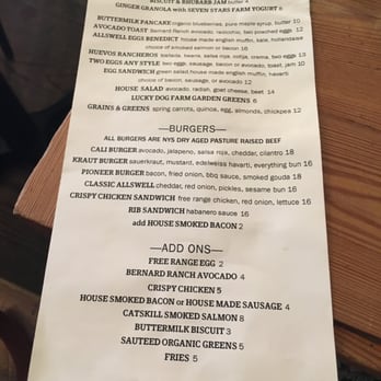 Allswell - Meh menu - New American Near Me - Brooklyn, New York