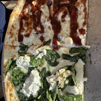 Terra Mia Pizzeria Tustin - Half BBQ/Half White- spinach and garlic - Pizza Near Me - Tustin, California