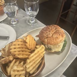 Burger waffle  fries