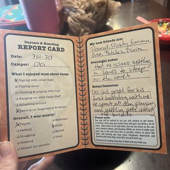 Camp Run-A-Mutt - Daily report card and its details - Pet Training Near Me - Henderson, Nevada